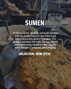 Sumen ramen restaurant Arlington Massachusetts