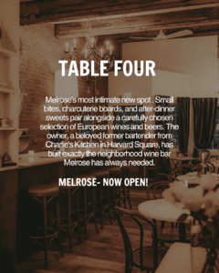 Table Four wine bar Melrose Massachusetts